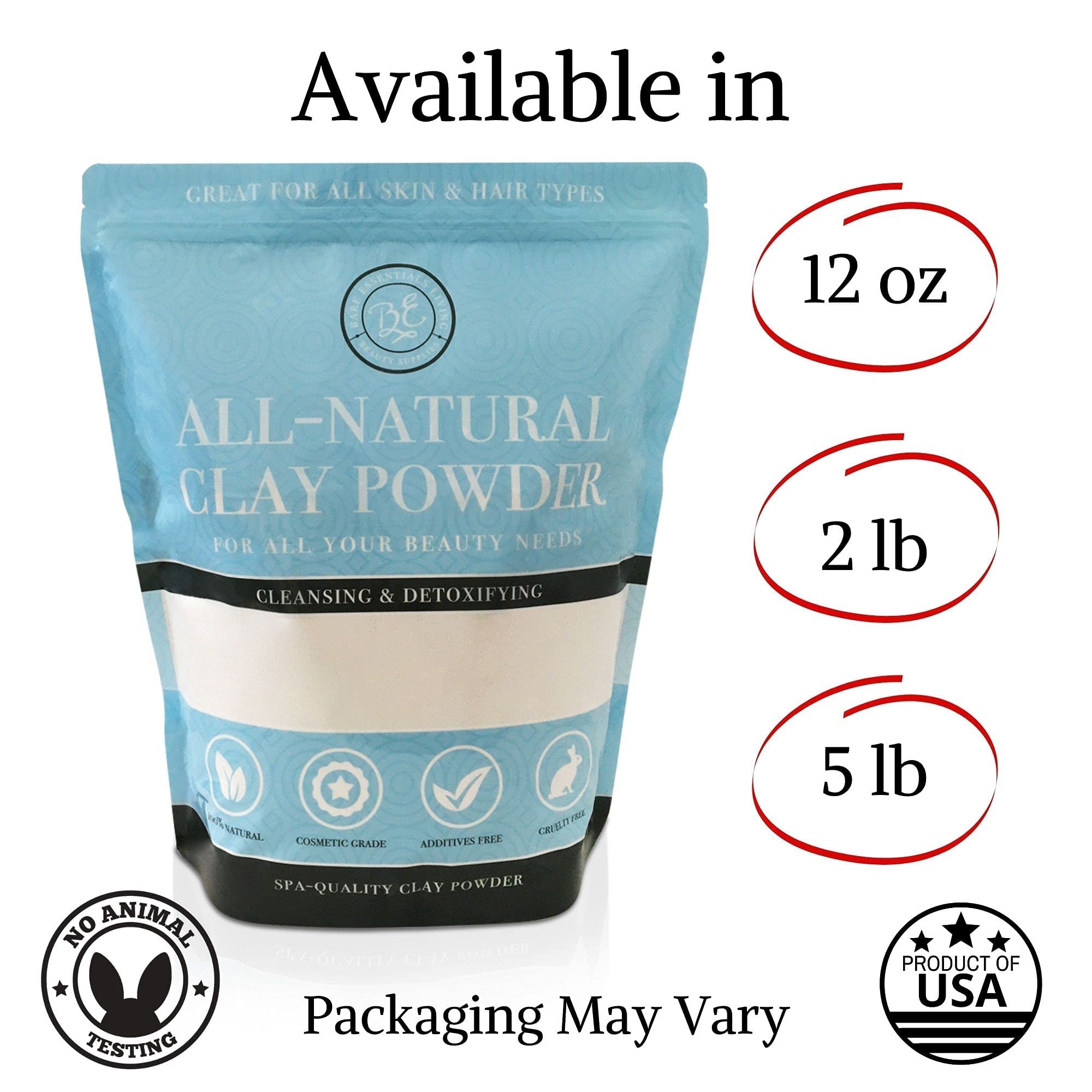 Mua Kaolin White Clay 12 oz Powder, 100% natural for making DIY spa mud  mask for face/facial, hair, body, soap, deodorant, bath bomb, talc, setting  makeup, and lotion by Bare Essentials Living