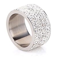 Fashion Shining Full Rhinestone Stainless Steel Ring for Woman & Man Gold Silver Plated Crystal Jewelry (6)