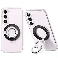 GVIEWIN Bundle - Compatible with Flower Samsung Galaxy S23 Case (Clear) + Magsafe Phone Grip (Black)