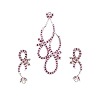 925 Sterling Silver Mini Round Ruby Necklace And Earring Set For Women And Girls