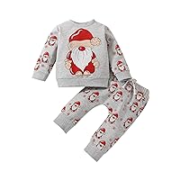 My First Christmas Baby Boy Outfit Infant Toddler Baby Outfit Long Sleeve Sweatshirt Crewneck Pullover Tops and Pants Set