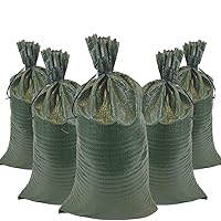 DURASACK Heavy Duty Sand Bags with Tie Strings Empty Woven Polypropylene Sand-Bags for Flood Control with 1600 Hours of UV Protection, 50 lbs Capacity, 14x26 inches, Green, Pack of 50