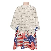 American Flag Barber Cape - Salon Hair Cutting Cape for Women,Men,Kids,Adults,Haircut Cape with Adjustable Elastic Neckline Stylist Cape Gown Accessories Independence Day Rustic Patriotic Memorial