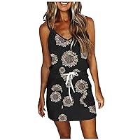 Womens Spring Dress,Women's Casual V-Neck Short Sleeve Strap Open Back Sexy Print DressVenetianThere is a Rope