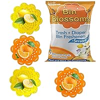 Bin Blossoms: 4-Pack Citrus Fresh Peel & Stick Air Freshener, Trash Can Odor/Smell Neutralizer, Diaper Pail Odor Control, Garbage Bin & Trash Deodorizer, Stick On Air Freshener for Trash Lid or Base