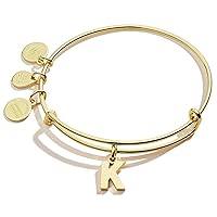 Alex and Ani Expandable Bangle for Women, Initials A to Z Letter Charms, Shiny Finish, 2 to 3.5 in