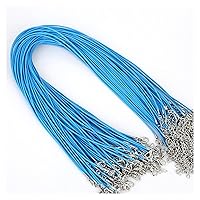 Extension Chain 10Pcs 1.5mm 2mm Cotton Waxed Cord Adjustable Braided Rope String Necklace Chain with Lobster Clasp DIY Jewelry Making Findings Beauty (Color : Light Blue, Size : 2mm)