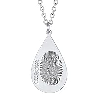 Custom4U Fingerprint Necklace Customized,Custom Memorial Jewelry with Loved One’s Finger Print/Thumbprint,Stainless Steel/925 Sterling Silver,Chain 18”+2”,Memory Keepsake Necklaces for Women Men