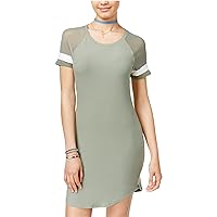Womens Illusion-Sleeve Shirt Dress