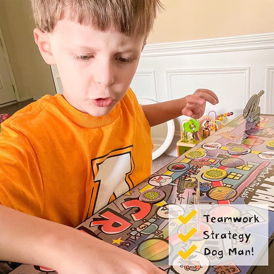 Dog Man Board Game Attack of The Fleas (Fuzzy Little Evil Animal Squad) by University Games Based On The Popular Dog Man Book Series by DAV Pilkey, Multi, 2-6 Players