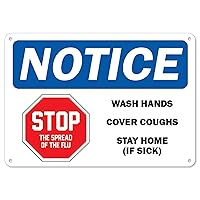SignMission (COVID-19) - Stop Spread of Flu | Plastic Sign | Protect Your Business, Municipality, Home & Colleagues | Made in The USA, 18