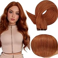 Full Shine Weft Extensions Soft Silky Hair Copper Weft Human Hair Extensions Sew In Extensions Real Human Hair #550 Sew In Hair Extensions Straight Hair 105G 24 Inch