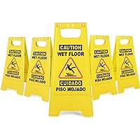 XPCARE 5 Pack Caution Wet Floor Sign, Bilingual Double-Sided Safety Warning Signs,A Frame Safety Wet Floor Signs Commercial,Yellow,24 Inches