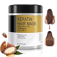 Collagen Hair Mask for Dry Damaged Hair - Argan Oil Hair Treatment Deep Repair Conditioning Hair Mask Essence Hair Repair Cream Hair Mask 500ML