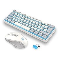 Snpurdiri 2.4G Wireless Gaming Keyboard and Mouse Combo, Include Mini 60% Mechanical Feel RGB Backlit Keyboard, Ergonomic Vertical Feel Small Wireless Mouse(Grey and White)