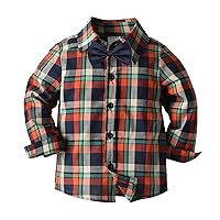 Shirts 100 Toddler Boys Long Sleeve Winter Autumn Bow Tie Shirt Tops Coat Outwear for Babys Clothes Plaid Youth
