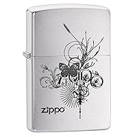 ZIPPO（ジッポー）24800 Butterfly-Artsy Design 蝶/チョウ ブラッシュクローム/つや消し ZIPPO ロゴ FULL SIZE ZIPPO LIGHTER/ジッポライター[並行輸入品]