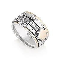 925 Sterling Silver Spinner Rings 9k / 9ct Gold Star of David with Pomegranate, Shema Ring, Song of Solomon Ring My Beloved, Israeli Hebrew Kabbalah Bible Blessing Ring Rare Gifts Spiritual Holy Land Jerusalem Jewish Jewelry for Women