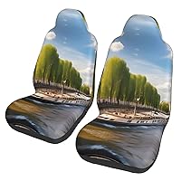 View of The Seine Car seat Covers Front seat Protectors Washable and Breathable Cloth car Seats Suitable for Most Cars