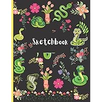 Snake Sketchbook: Snake Gift: Snake Themed Sketchbooks With Vintage Flower For Students | Teens Girls | Boys & Kids. (Back to School Gift | End Year Class Of)