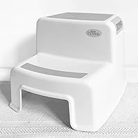 Dual Height 2 Step Stool for Kids | Slip Resistant Soft Grip Toddler's Stool for Potty Training and Use in The Bathroom or Kitchen | BPA Free for Comfort and Safety (1 Pack, Grey)