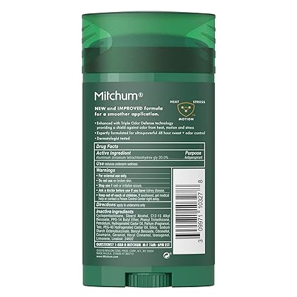 Mitchum Antiperspirant Deodorant Stick for Men, Triple Odor Defense Invisible Solid, 48 Hr Protection, Dermatologist Tested, Clean Control, 2.7 oz