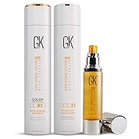 Global Keratin GK Hair Moisturizing Shampoo & Conditioner 300ml I Organic Argan Oil Hair Serum 50ml For Frizz Control Dry Damage Hair Repair