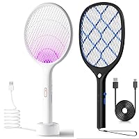 YISSVIC Electric Fly Swatter 4000V Bug Zapper Racket Dual Modes Mosquito Killer with Purple Mosquito Light Rechargeable for Indoor and Outdoor Home Office Backyard Patio Camping