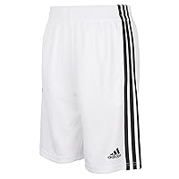 adidas Boys Size Adi Classic 3-Stripe Shorts, White, Medium (10/12 Plus)