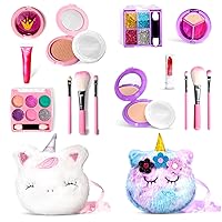 Kids Washable Makeup Kit + Little Girls Makeup Kit with Purple Coin Purse