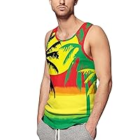 Palm Trees in Jamaica Colors Men's Tank Top Sleeveless T Shirt Printed Workout Vest Gym