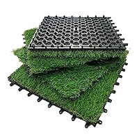 FREE-LAND Interlocking Grass Tiles Turf Tile Squares Garden Carpet Lawn Rug Synthetic Grass Carpet for Outdoor Garden Lawn Patio