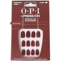 OPI xPRESS/ON Press On Nails, Up to 14 Days of Wear, Gel-Like Salon Manicure, Vegan, Sustainable Packaging, With Nail Glue, Short Brown Nails, Linger Over Coffee