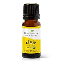 Plant Therapy Organic Lemon Essential Oil 100% Pure, USDA Certified Organic, Undiluted, Natural Aromatherapy, Therapeutic Grade 10 mL (1/3 oz)