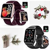 Bluetooth Call Fitness Smartwatch for Women/Men,Compatible Android iOS, Ideas Gift on Christmas, New Year, Black and Rose Purple