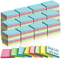120 Pads Sticky Notes 4 Colors Self Stick Pads Pink Yellow Green Blue Paper Note Pads Memo for Office School Home Notebook Supplies (Blank, 1.5 x 2 Inch)