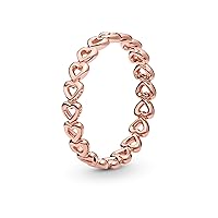 PANDORA Band of Hearts - Rose Gold Ring for Women - Layering or Stackable Ring - Mother's Day Gift - 14k Rose Gold-Plated PANDORA Rose - With Gift Box