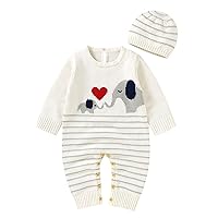 Baby Girl Clothe Outfit Striped Sweater Clothes Hat Outfits Jumpsuit Infant Cartoon Zip up Sweaters for Teen Girls