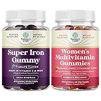 Bundle of Delicious Iron Gummies for Women and Men - Iron Supplement for Women and Men with Vitamin C for Higher Absorption and Delicious Daily Multivitamin for Women Gummies - Women's Multivitamin