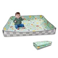 Infantino Foldable Soft Foam Mat, Extra Large Double-Sided Cushioned Portable Play Mat with Fold-Up Sides, Non-Slip Crawling & Playing for Infants and Toddlers, Animal-Themed