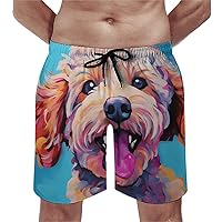 Labradoodle Poodle Men's Swim Trunks Quick Dry Swim Shorts Summer Beach Board Shorts with Pockets