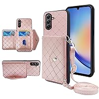Furiet Compatible with Samsung Galaxy A54 5G Wallet Case with Crossbody Shoulder Strap and Stand Leather Credit Card Holder Cell Accessories Phone Cover for A 54 54A SM A546U 2023 Women Pink