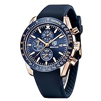By Benyar Men's Watch, Casual, Elegant, 30 M Waterproof, Sports Chronograph, Analogue Quartz Wrist Watch for Men with Calendar and Rubberised Strap