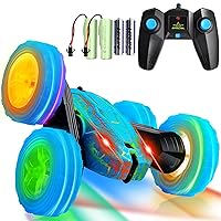 Remote Control Car, 360° Rotating RC cars with Wheel Light and Body crack light, Fast and Flips 4WD Double-Sided RC Stunt Cars For 6-12 years old Kids Xmas Toy Cars Gift for Boys Girls(Blue)