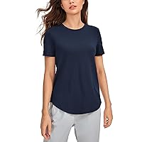 CRZ YOGA Women's Pima Cotton Short Sleeve Workout Shirt Yoga T-Shirt Athletic Tee Top