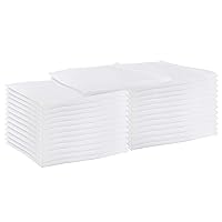 Arkwright Restaurant Cloth Napkins - (Pack of 25) Spun Polyester Dinner Napkin with Hemmed Edges - Ideal for Dinner, Wedding, Party, Banquet, Kitchen, 20 x 20 in, White