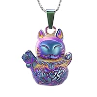 Cremation Jewelry Fortune Cat Pendant Pet Urn Necklace Ashes Keepsake Holder Memorial Urn Necklace Gifts for Pet Lovers