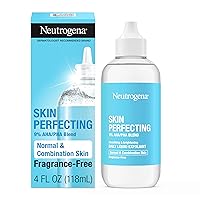 Neutrogena Skin Perfecting Daily Liquid Facial Exfoliant with 9% AHA/PHA Blend for Normal & Combination Skin, Smoothing & Brightening Leave-On Exfoliator, Oil- & Fragrance-Free, 4 fl. oz