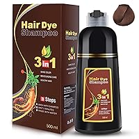 MEIDU Chestnut Brown Hair Dye Shampoo 3 In 1 For Gray Hair Coverage Hair Dye Shampoo Herbal Hair Color Shampoo Coloring In Minutes For Women & Men Ingredients 16.9 Oz
