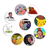 Meme Funny Pins Set(9 Pack,1.5 inch）Cute Memes Funny Brooch Pin Badges Merch Party Supplies for Clothing Bags Backpack Jackets Accessories Supplies DIY Crafts